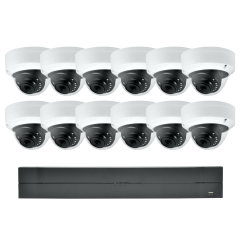 Sapphire Bundle - One 16-Channel 4K Lite NVR with 16 PoE Channels and Twelve 6 MP Dome IP Camera
