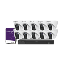 Video Security Bundle – Ten Pro-VS 4 MP Fixed Turret IP Cameras (VSIP3442W-28MA), One Pro-VS 16-Channel NVR (VSN7216-P16), & One Western Digital Purple 3 TB Hard Drive (DHWD30PURX)