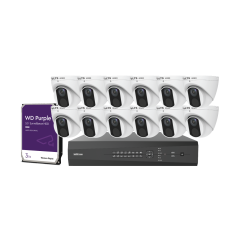 Video Security Bundle – Twelve Pro-VS 4 MP Fixed Turret IP Cameras (VSIP3442W-28MA), One Pro-VS 32-Channel NVR (VSN7432-P16), & One Western Digital Purple 3 TB Hard Drive (DHWD30PURX)